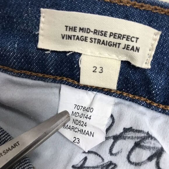 New MADEWELL The Mid Rise Perfect Vintage Straight Jean Jeans Dark Wash Size 23 - Picture 9 of 15